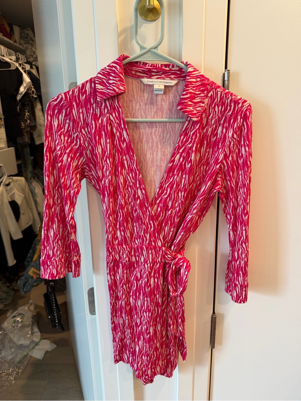 Diane von Furstenberg Pink Printed Wrap Dress/romper